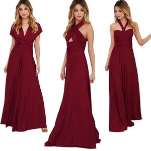 NWT Lulu's 'Always Stunning' Convertible Burgundy Maxi Dress - Sz XL